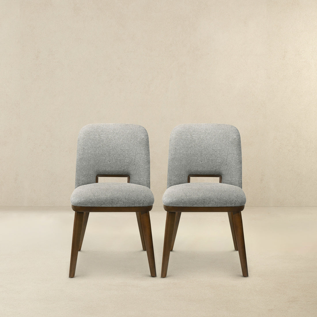 Blake Light Grey Fabric Dining Chair Set Of 2 Solid Brown,Light Gray Brown Dining Room Foam Wipe Clean Mid Century Modern Dining Chairs Foam Fabric,Solid Wood