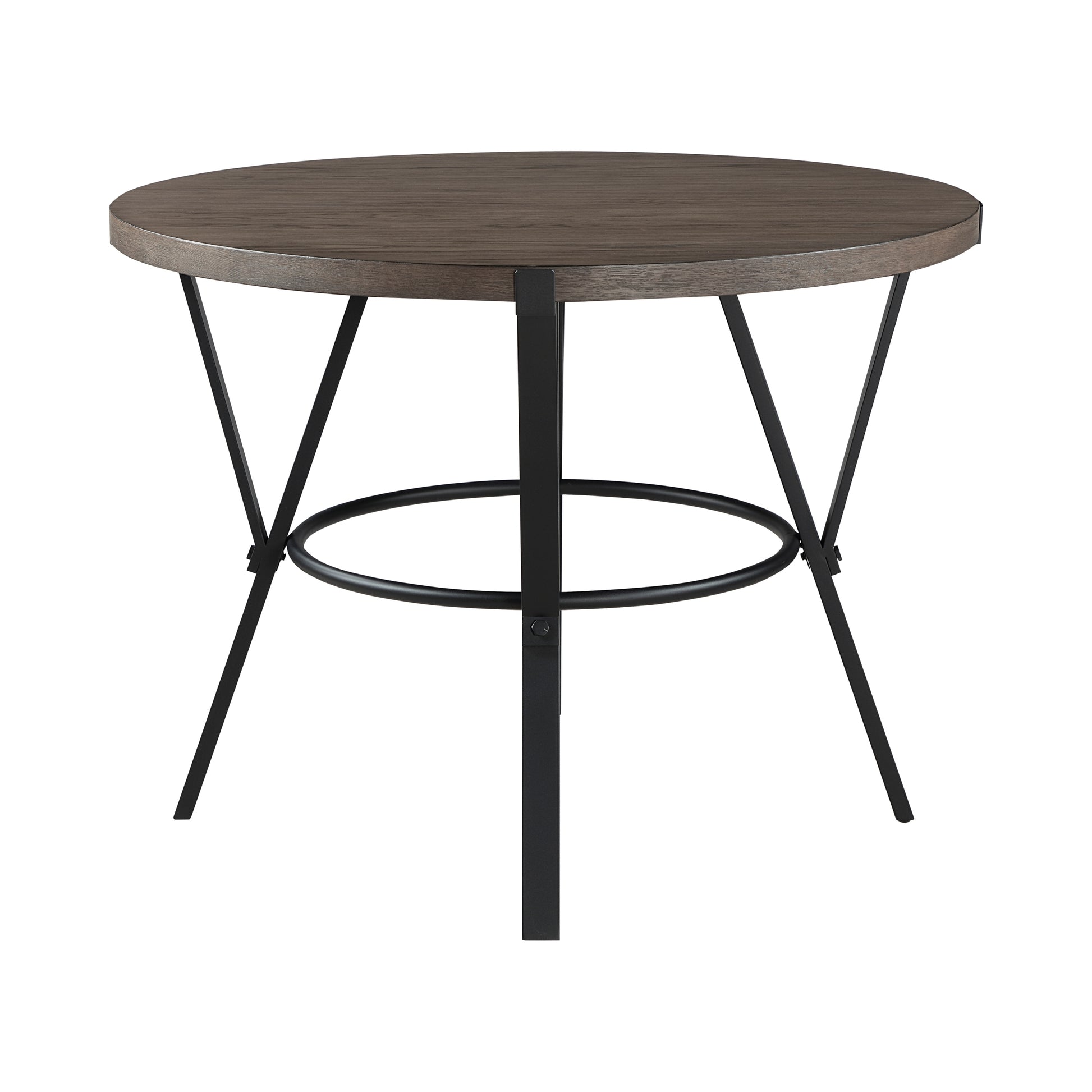 Brown Wood Finish Round Counter Height Table 1Pc Black Metal Frame Rustic Style Dining Kitchen Furniture Black Brown Dining Room Rustic Round Metal