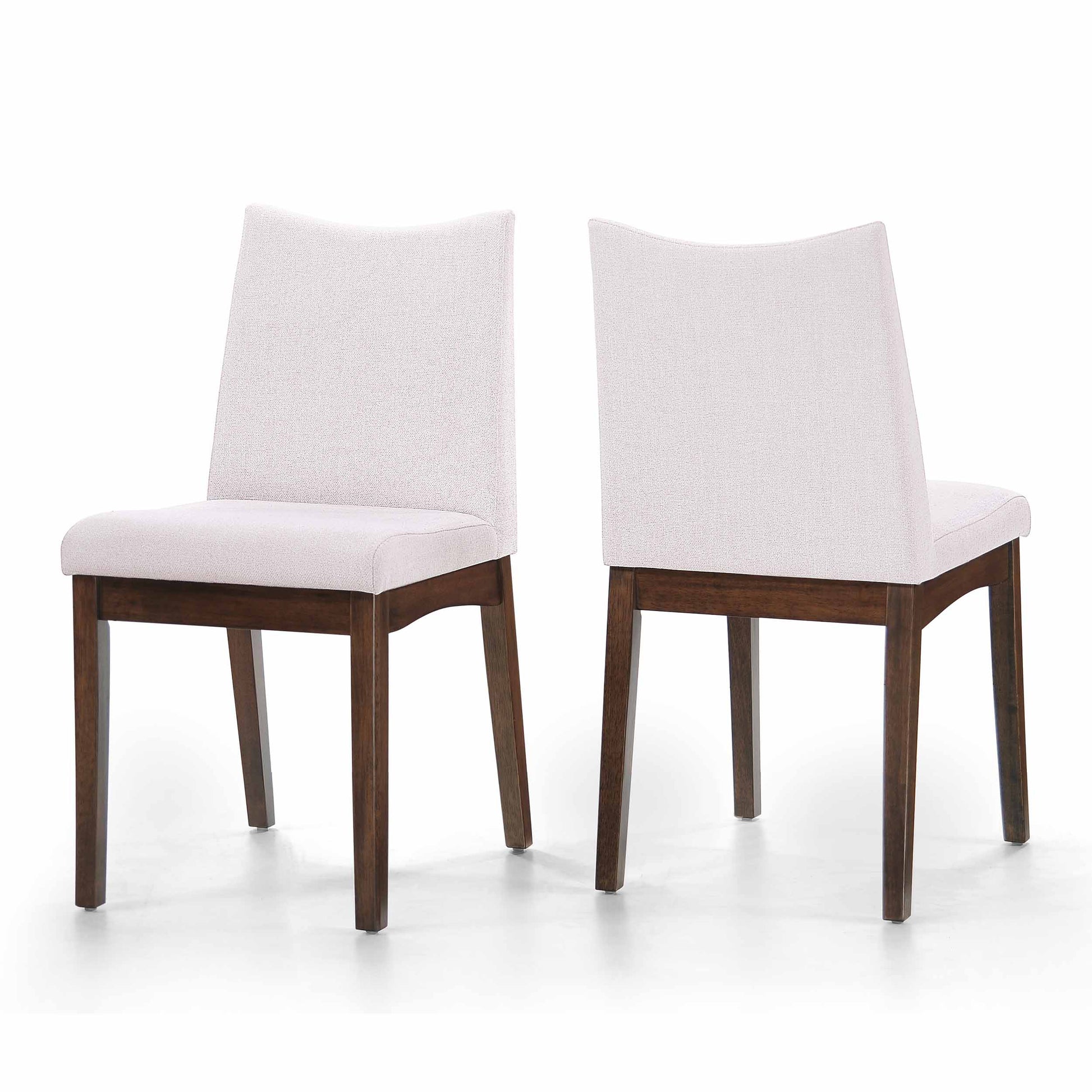 Dining Chair Set Of 2 Light Beige Fabric