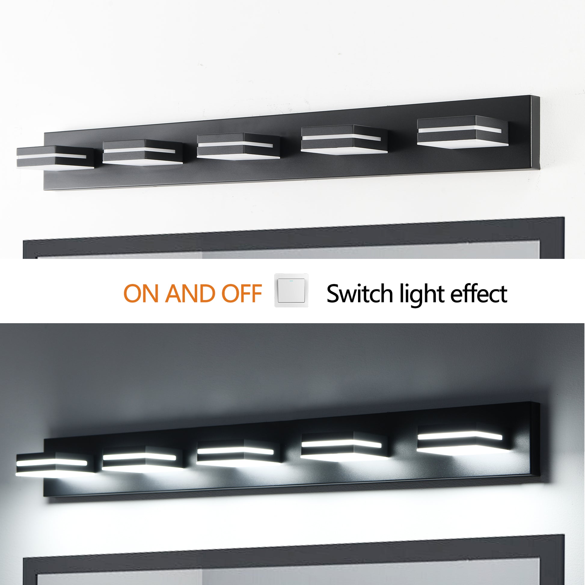 Modern Black Led Vanity Light, 5 Lights Wall Sconce For Bathroom And Mirror, Sleek Minimalist Design, Energy Efficient, Easy To Install Black Iron