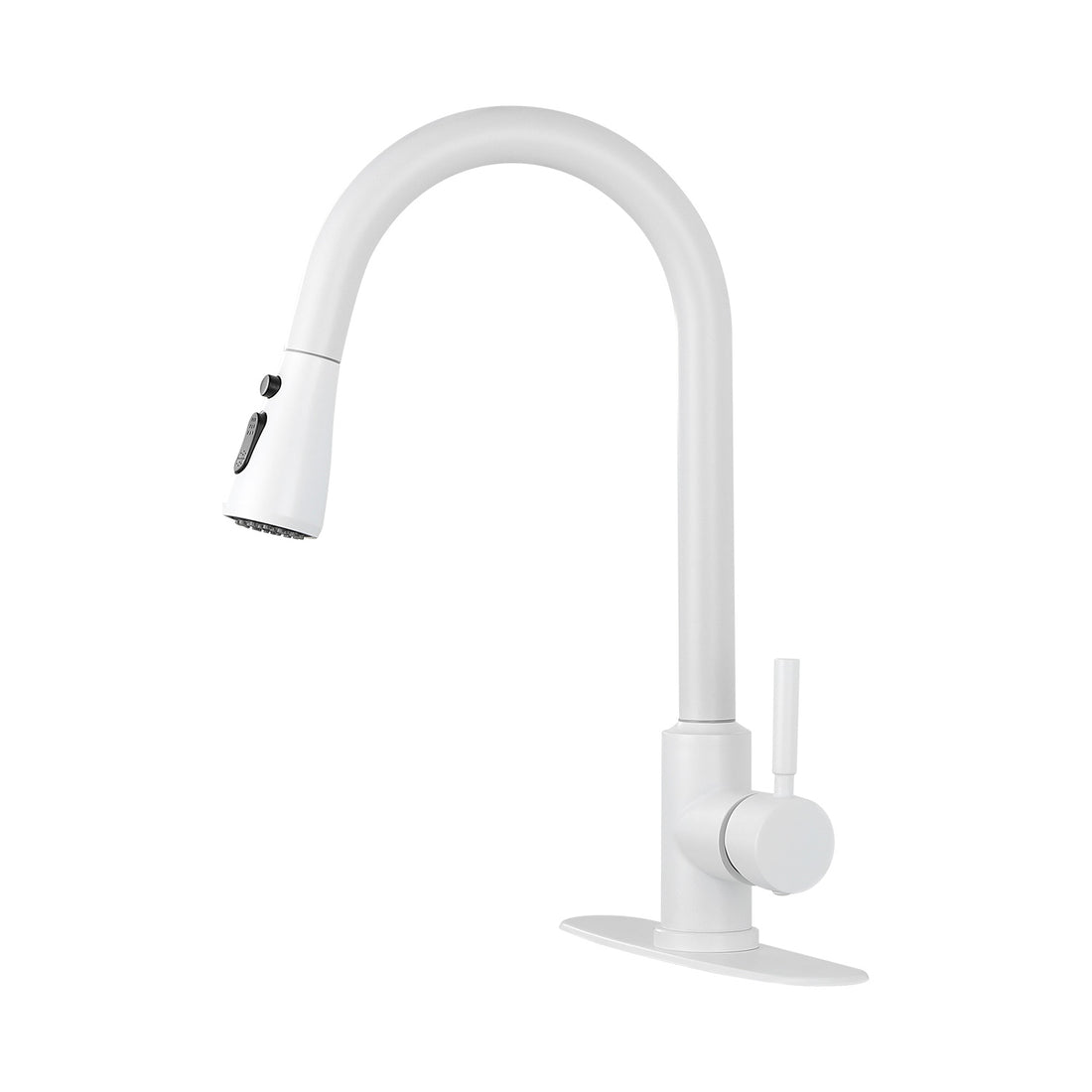 Kitchen Faucet With Pull Out Spraye White Stainless Steel