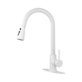 Kitchen Faucet With Pull Out Spraye White Stainless Steel