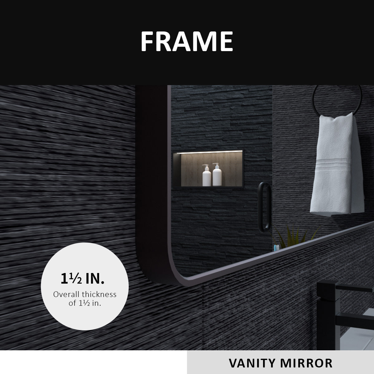 60X36 In. Aluminum Framed Rounded Rectangle Bathroom Wall Mirror, Oil Rubbed Bronze Bathroom Vanity Mirror Farmhouse, Anti Rust, Tempered Glass Mirrors, Hangs Horizontally Or Vertiy Oil Rubbed Bronze Aluminium