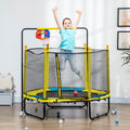 Qaba 4.6' Kids Trampoline With Basketball Hoop, Horizontal Bar, 55