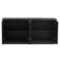 Distinctive Features Of A Four Door Cabinet Sideboard With Ash Veneer Suitable For Hallway, Entryway, Living Room Black Mdf