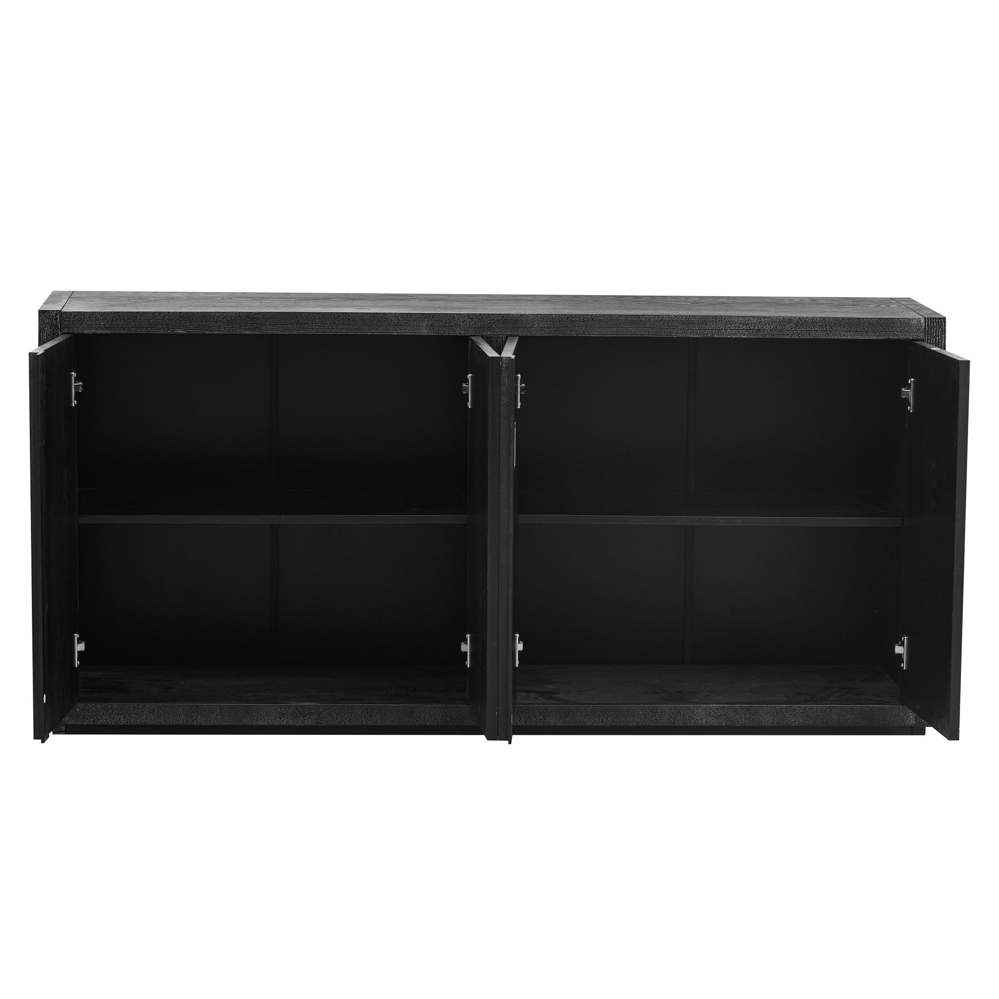 Distinctive Features Of A Four Door Cabinet Sideboard With Ash Veneer Suitable For Hallway, Entryway, Living Room Black Mdf