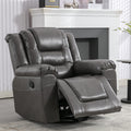 Home Theater Recliner Set Manual Recliner Chair With Wide Armrest, Two Built In Cup Holders For Living Room,Bedroom, Grey Grey Foam Pu