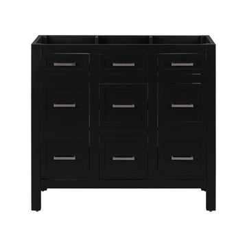 Cabinet Only 36" Black Bathroom Vanity Sink Not Included Black Solid Wood Mdf