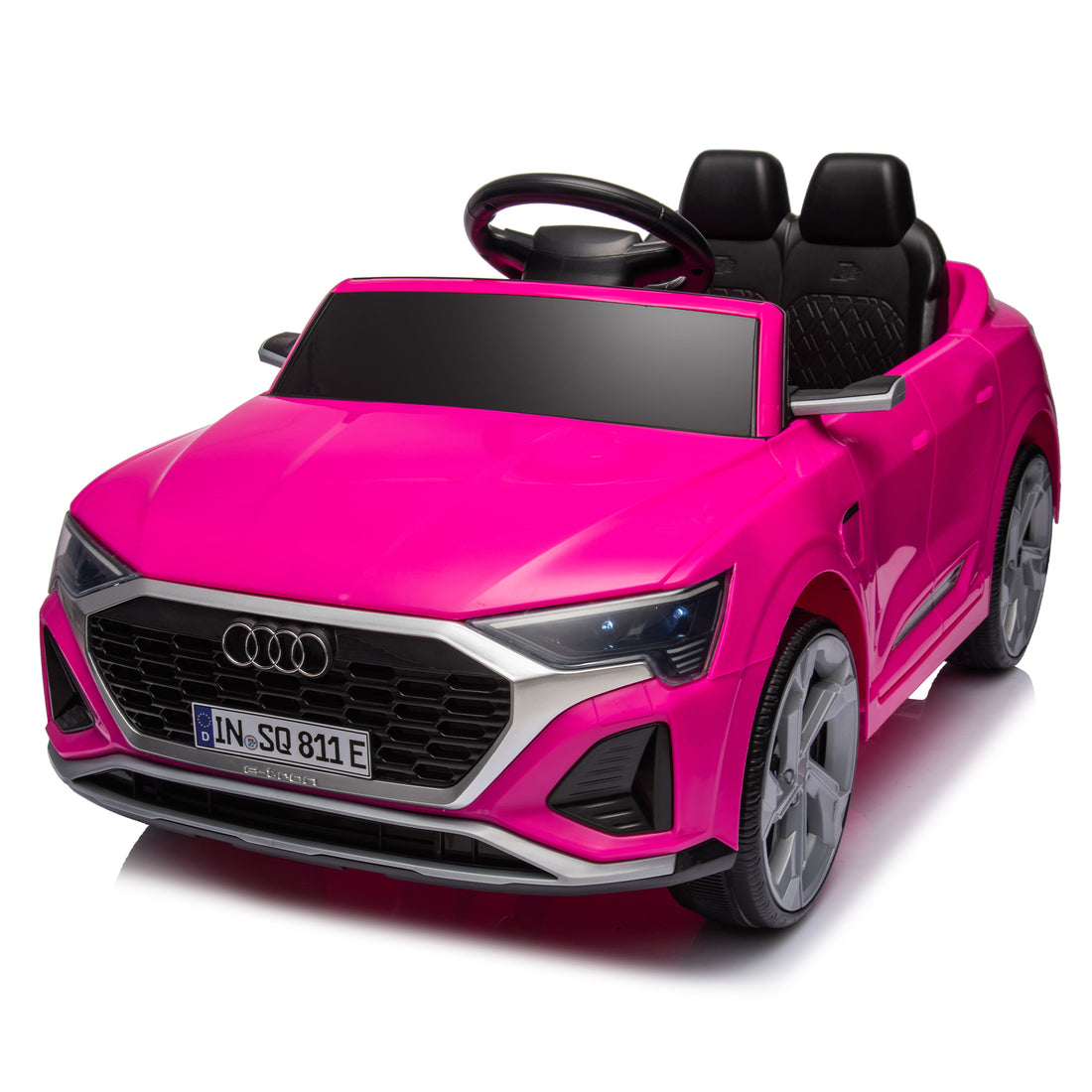 12V Kids Ride On Electric Car W Parents Remote Control,Licensed Audi Sq8 For Kids,Dual Drive,Suspension,Hanging Start,Three Speed Adjustable Music,Volume Control,Led Lights For Kids Aged 3 6. Pink