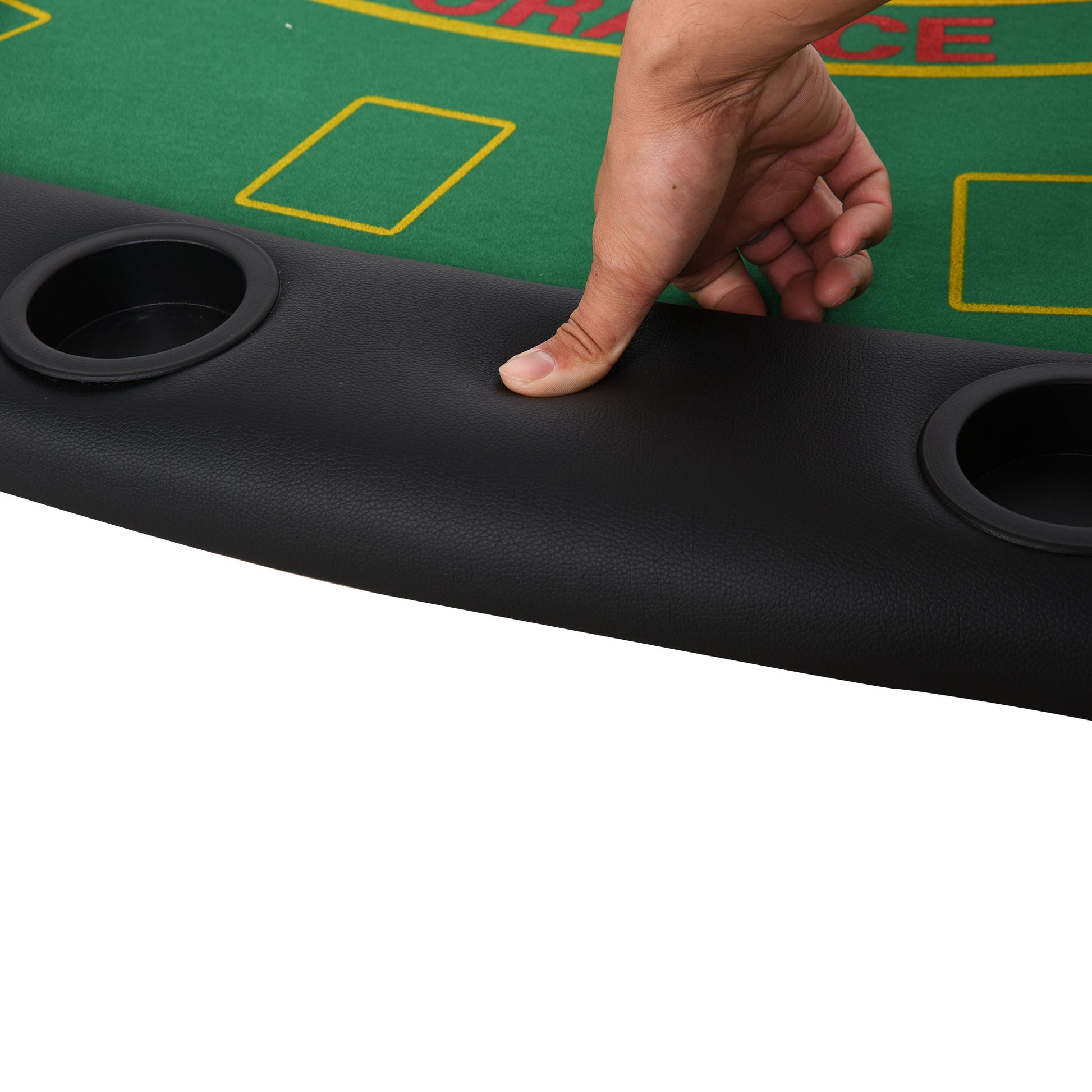 Soozier Poker Table Foldable, 72" Blackjack Table For 7 Players With Chip & Cup Holder, Green Felt Green Mdf Steel