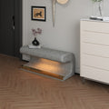 Entryway Bench Leather Upholstered Ottoman With Led Sensor Light For Living Room ,Bedroom,End Of Bed Gray Leather