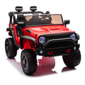 24V Two Seater Kids Ride On Truck Car W Parents Control,200W*2,Seat Width 20.28In,Four Wheel Suspension,Led Lights,Music,Mp3,Bluetooth,Two Independent Seat Belts,Suitable For Off Road For Kids Aged 3 Red 100 149 Lbs Polypropylene