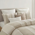3 Piece Striped Cotton Duvet Cover Set Queen Multicolor Cotton