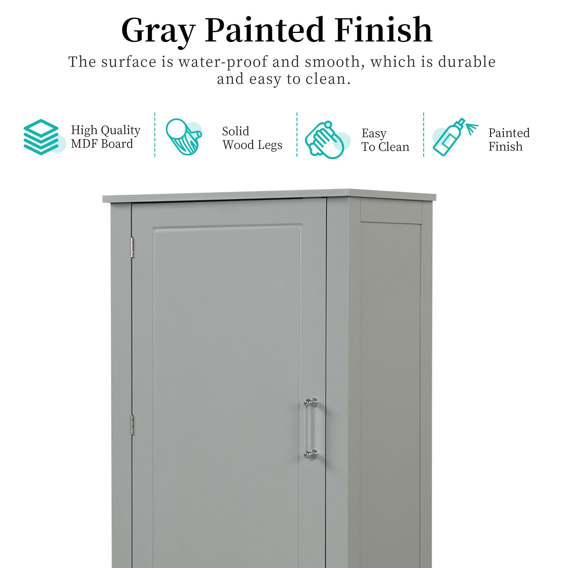 Tall Bathroom Storage Cabinet, Freestanding Storage Cabinet With Two Drawers And Adjustable Shelf, Mdf Board With Painted Finish, Grey Grey Mdf