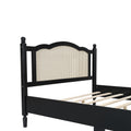3 Pieces Bedroom Set With Queen Size Wooden Bed Frame, 1 Vintage Nightstand And 1 Makeup Vanity Set With Stool,Black Expected Arrival Time: 08.23 Queen Black 3 Piece Set Wood