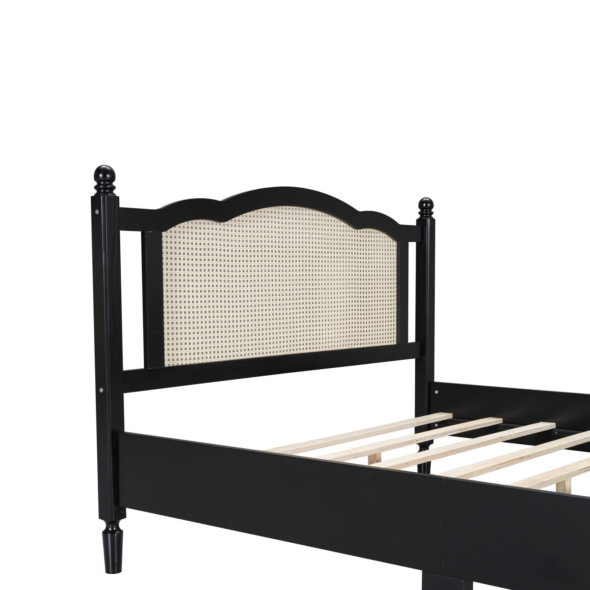 3 Pieces Bedroom Set With Queen Size Wooden Bed Frame, 1 Vintage Nightstand And 1 Makeup Vanity Set With Stool,Black Expected Arrival Time: 08.23 Queen Black 3 Piece Set Wood