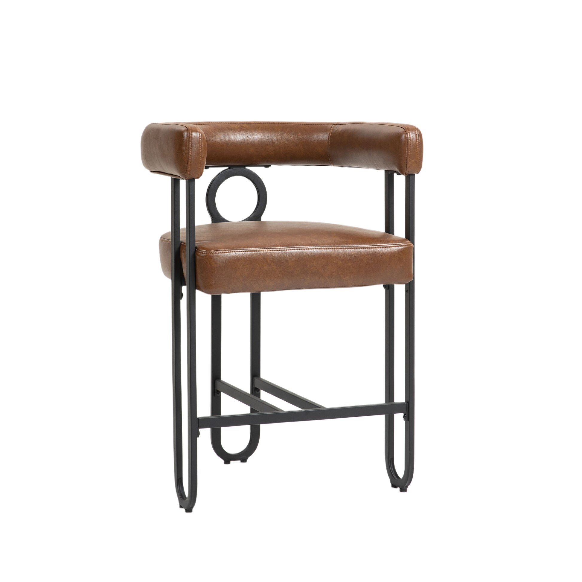 Coolmore Bar Stools Set Of 2, Modern Bar Stool With Back, Black Metal Frames, Upholstered Bar Stools For Kitchen Island, Pub, Club Light Brown Pu Light Brown Foam Pu Leather