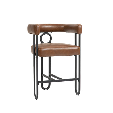 Coolmore Bar Stools Set Of 2, Modern Bar Stool With Back, Black Metal Frames, Upholstered Bar Stools For Kitchen Island, Pub, Club Light Brown Pu Light Brown Foam Pu Leather