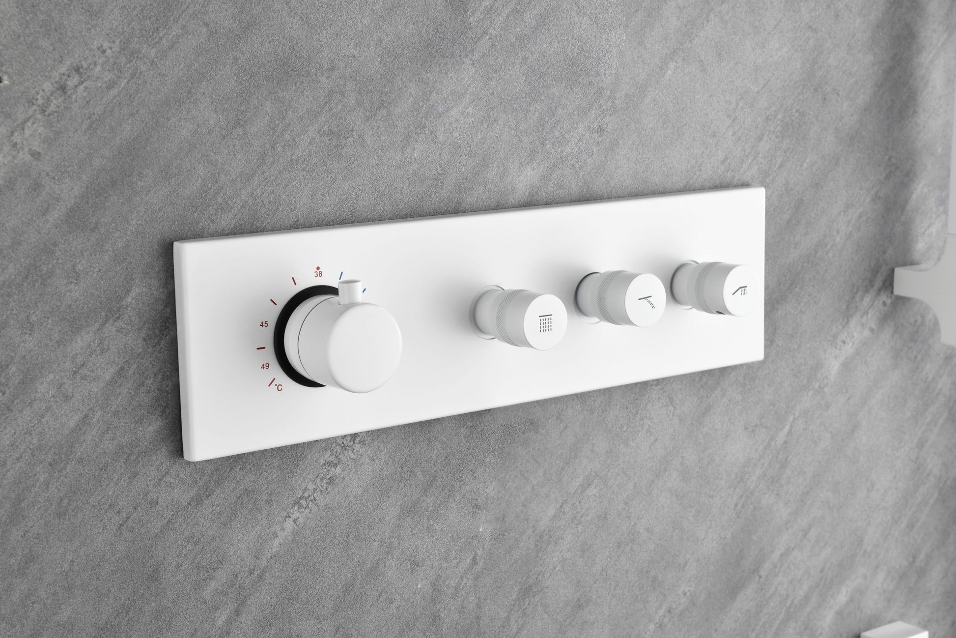 White 4 Function Knobs Waterfall And Rainfall Shower System With Handheld Shower White Black Brass Brass