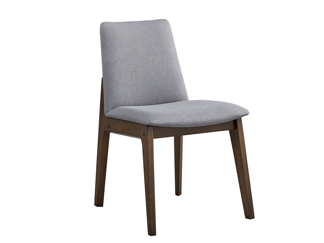 Kaela Light Gray Fabric & Walnut Finish Side Chair Set Of 2 Light Gray Synthetic Wood