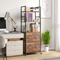 Vinsetto 2 Drawer Mobile File Cabinet With Lock & Hanging Bar, Rustic Brown Rustic Brown Particle Board