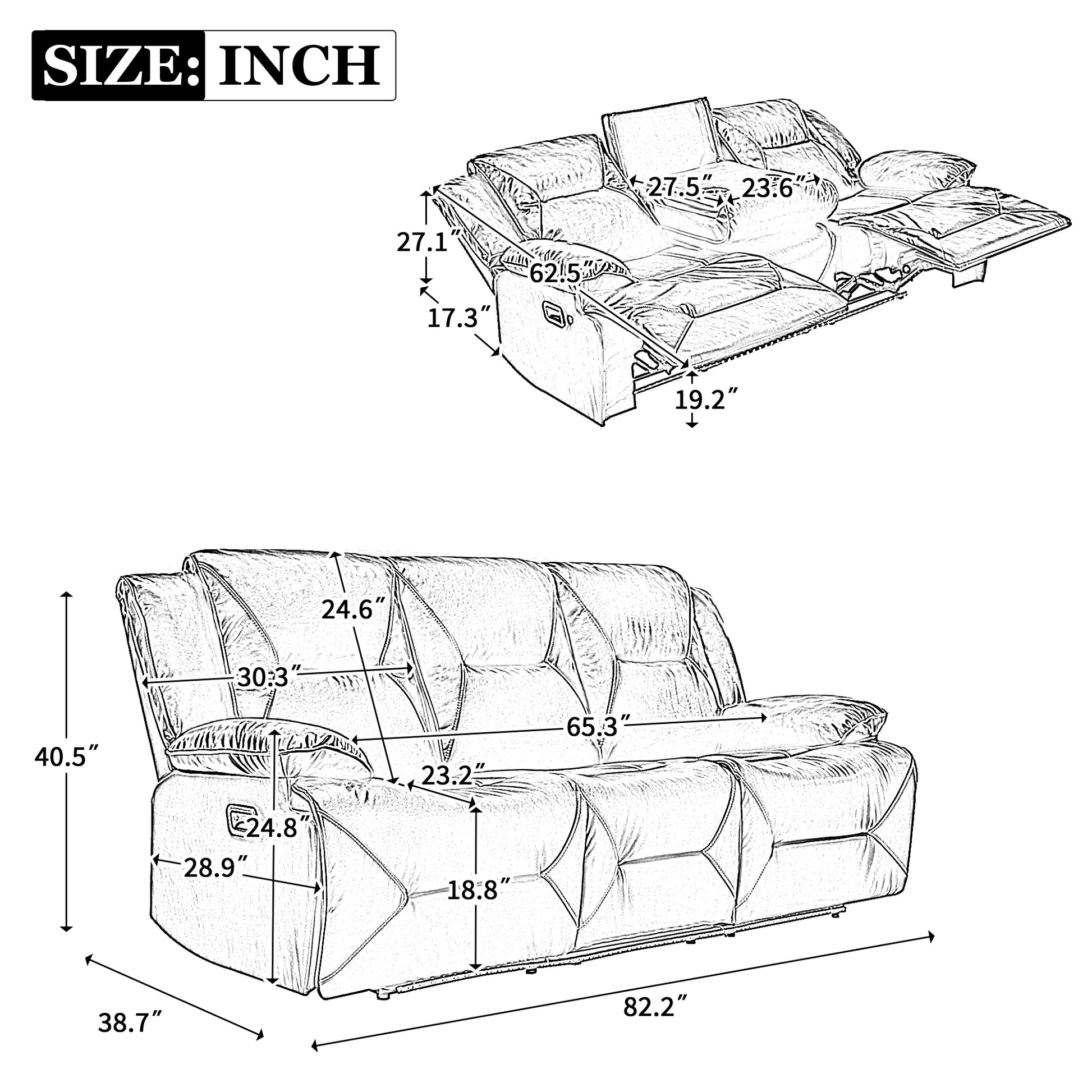 Home Theater Recliner Set Manual Recliner Chair With A Led Light Strip Two Built In Cup Holders For Living Room,Bedroom, Grey Grey Foam Pu