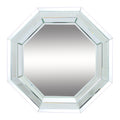 Octagonal Shaped Wall Mirror With Wooden Backing, Clear Clear Mdf