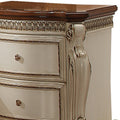 Antique Pearl And Cherry Oak 2 Drawer Nightstand Brown Beige 2 Drawers Bedroom Bedside Cabinet Traditional Poplar Drawers Wood Plastic