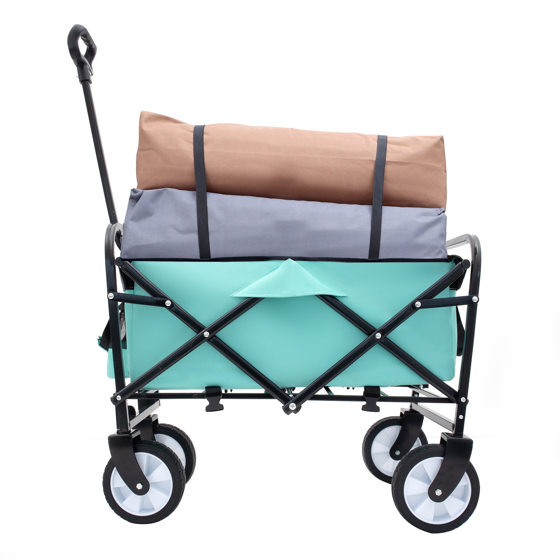 Minimeetall Strap Collapsible Foldable Wagon Cart With Strapping System, Beach Wagonutility Cartutility Wagon Grocery Cart For Camping Shopping Sports Gardeing Fishing Supports 225Lbs Green Green