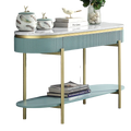 Glam Contemporary Light Teal 1Pc Sofa Table White Faux Marble Top Living Room Side Table Open Bottom Shelve Teal Primary Living Space Contemporary,Glam,Modern,Shabby Chic Metal