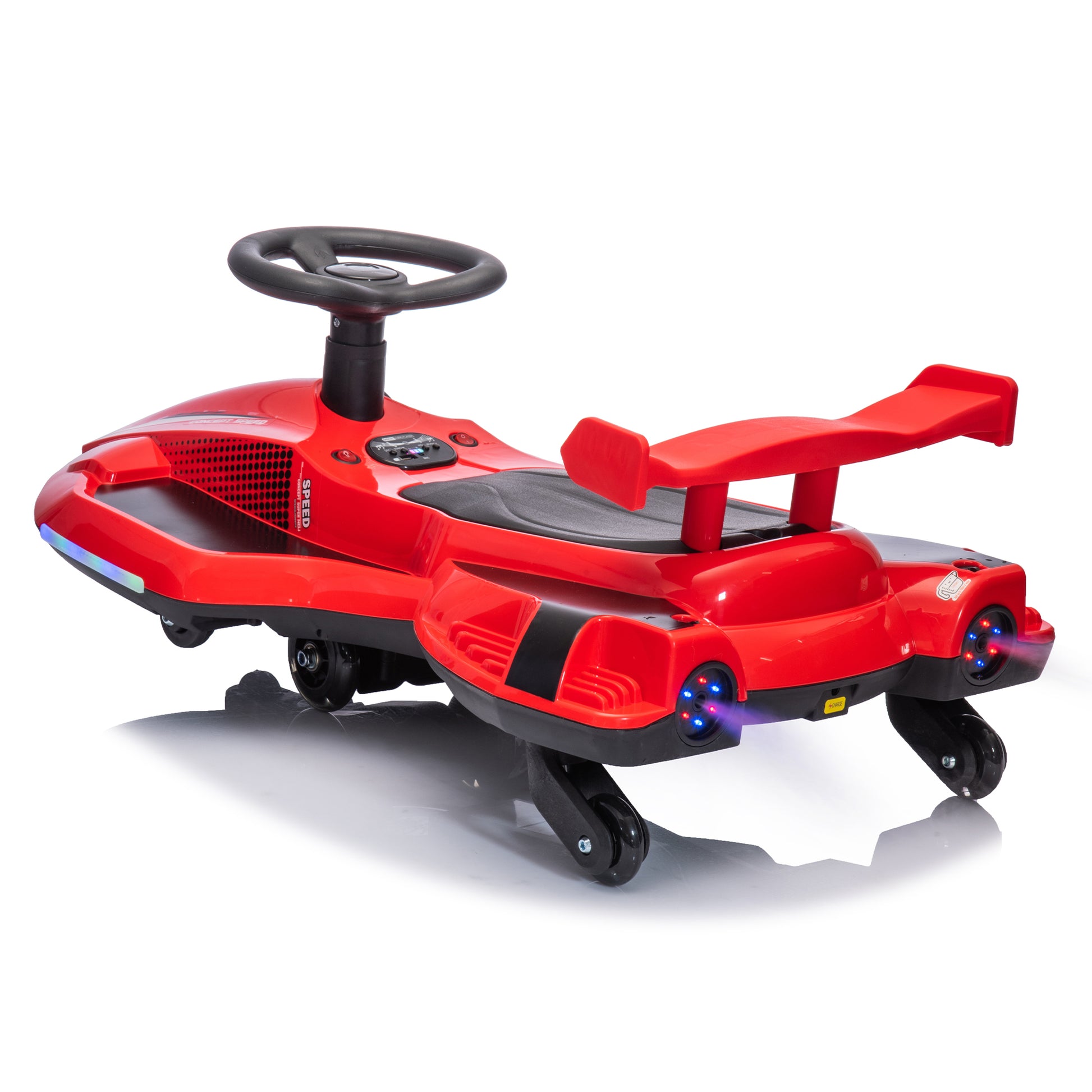 12V Kids Ride On Electric Toy,360 Degree Drift In Place,Spray Function,Front&Side Lights Design,Usb Mp3,Bluetooth,Music, 3.73 4.35 Mph,Easy Installation,Ultimate Cool Operation For Kids Aged 3 . Red 100 149 Lbs Polypropylene