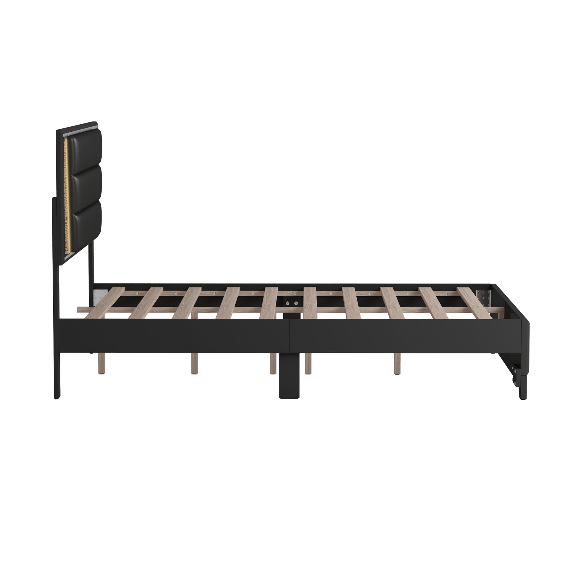 3 Pieces Bedroom Sets Queen Size Upholstered Bed With Led Lights, Nightstands And Dresser With Metal Handles And Sparkling Shiny Decoration, Black Expected Arrival Time:8.5 Queen Black 3 Piece Set Mdf Metal