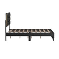 Queen Size Pu Upholstered Bed, Headboard With Led Light Strips And Sparkling Shiny Decoration, No Box Spring Required, Black Queen Black Pu