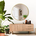 Gold 20 Inch Circle Mirror, Wall Mounted Mirror, Bathroom Mirrors For Over Sink, Circle Framed Mirrors For Bathroom, Living Room, Bedroom, Vanity, Entryway, Hallway Silver Aluminium