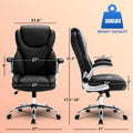 Ergonomic Office Chair With Flip Up Armrests And Wheels, Leather Rocking Executive Office Chair, Black Black Foam Pu Leather