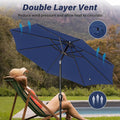 10Ft Outdoor Market Patio Umbrella With 8 Sturdy Ribs, Tilt Crank Push Button For Garden, Deck, Backyard And Pool Dark Blue Stainless Steel