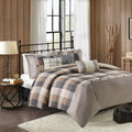 6 Piece Herringbone Duvet Cover Set King Multicolor Polyester