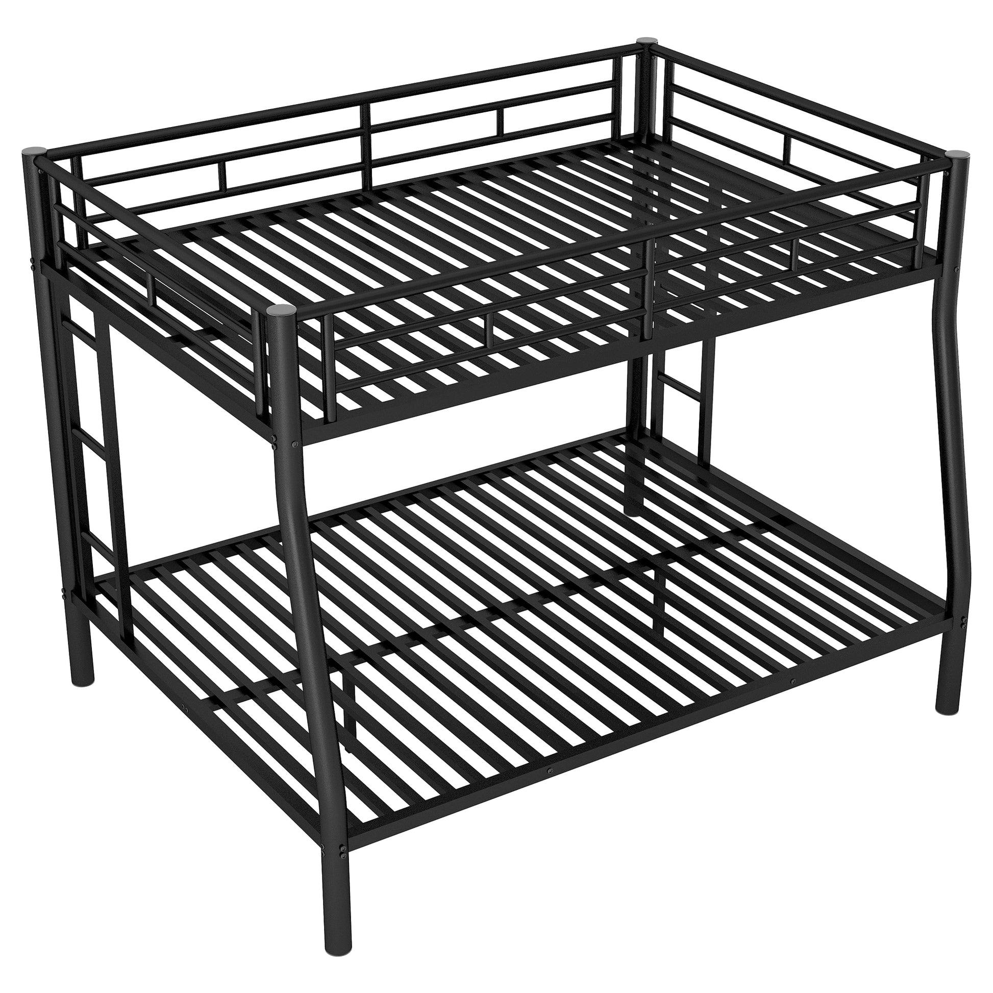 Full Xl Over Queen Metal Bunk Bed With Ladder And Guardrails, Black Expected Arrival Time: 9.7 Box Spring Not Required Full Xl Black Metal Metal