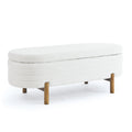 Ottoman Oval Storage Bench,Rubber Wood Leg,Beige 46.