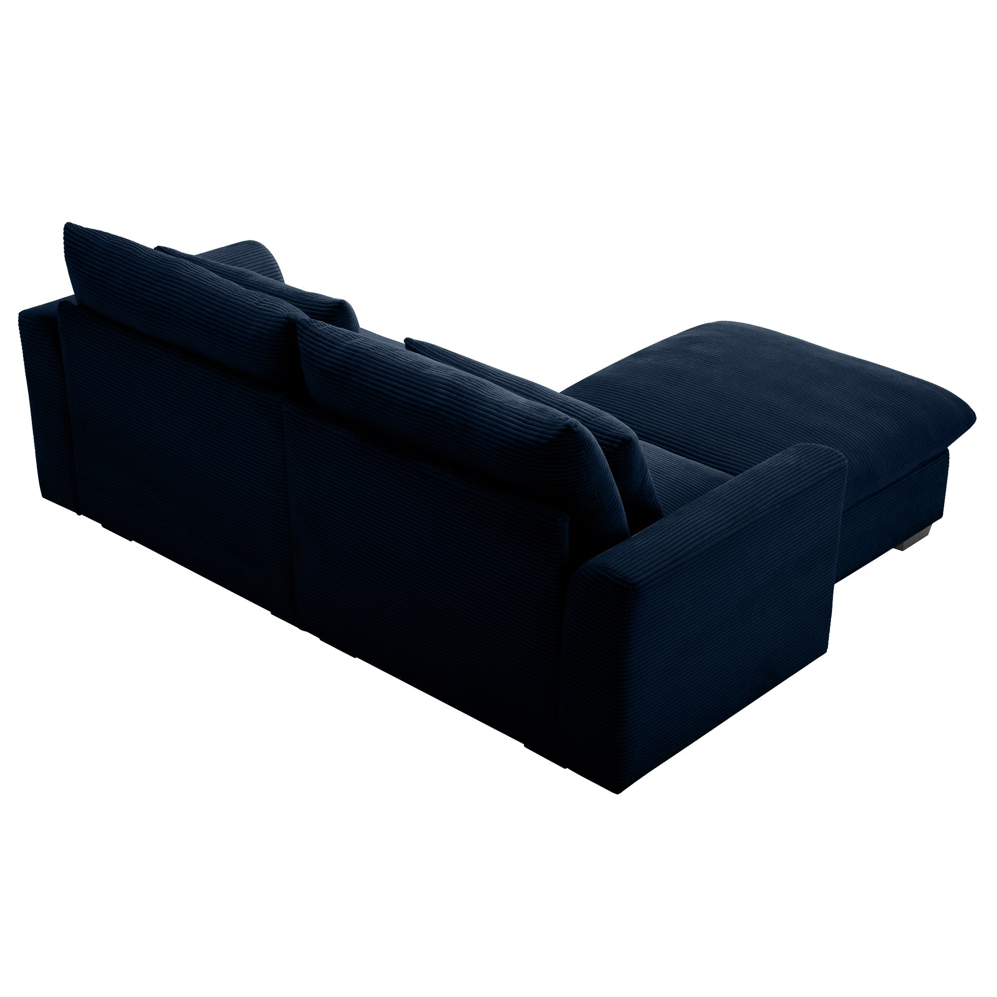 Sectional Sofa Comfy Corduroy Couch For Living Room With Pillows And Round Armrests, Modern Corduroy Sofa Sleeper Deep Couches With Storage Ottoman Blue, 2 Seat Blue Corduroy 2 Seat