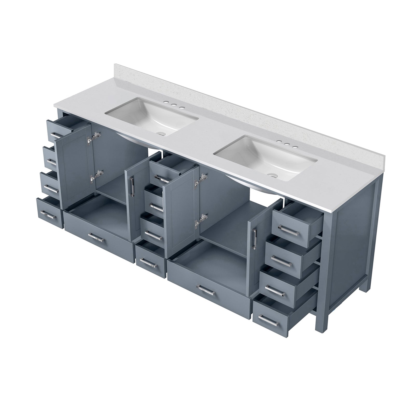 Dark Grey Double Bath Vanity 84 In. W X 22 In. D, With Cultured Marble Top Dark Grey Plywood Wood