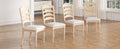 Vintage Traditional 4 Piece Upholstered Dining Chairs, Serrated Dining Backs, Natural Natural Dining Room Traditional Rubberwood Foam Rubber Wood