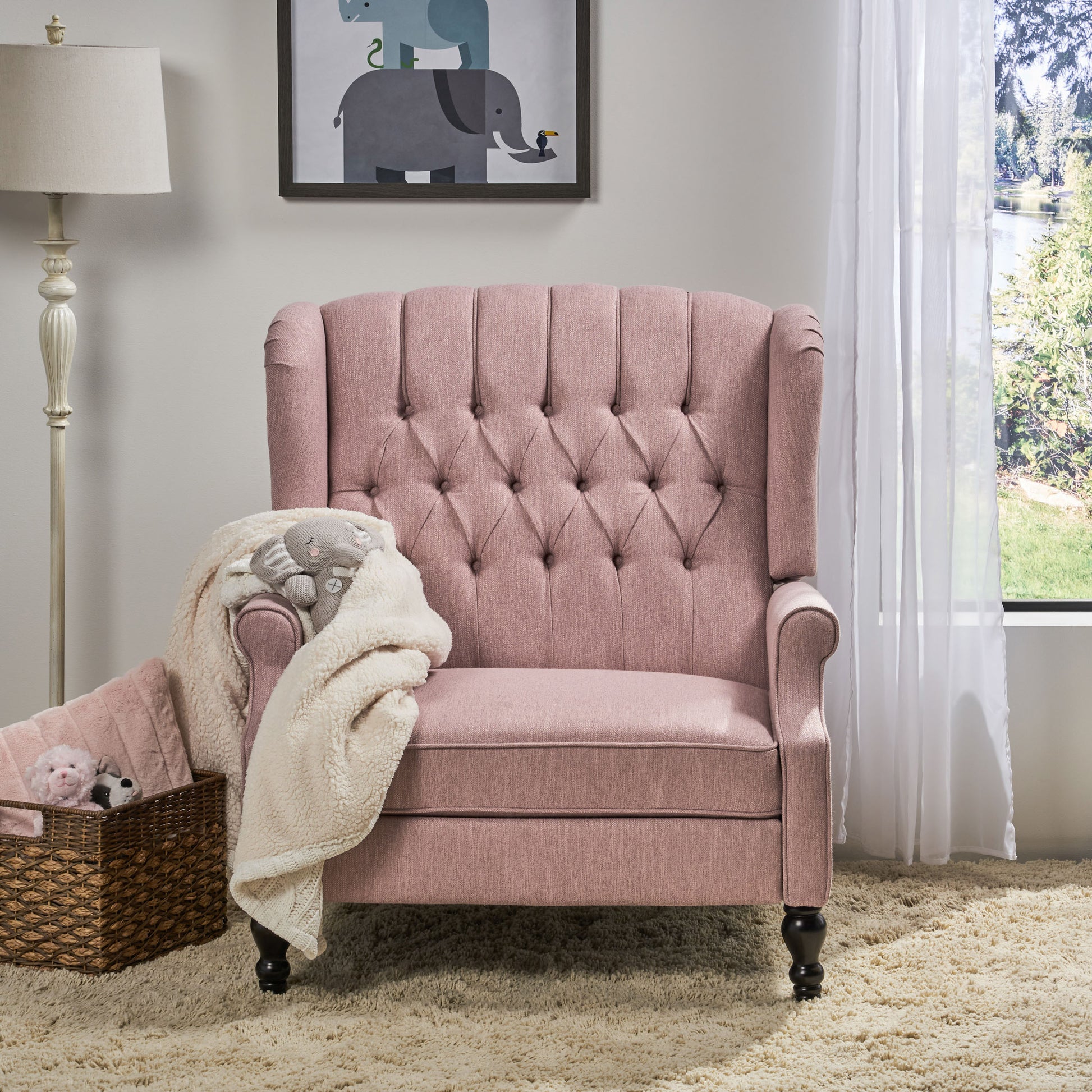 One And Half Seater Recliner Blush Fabric