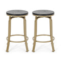 Counter Stool2Pcs Set Black Gold Metal