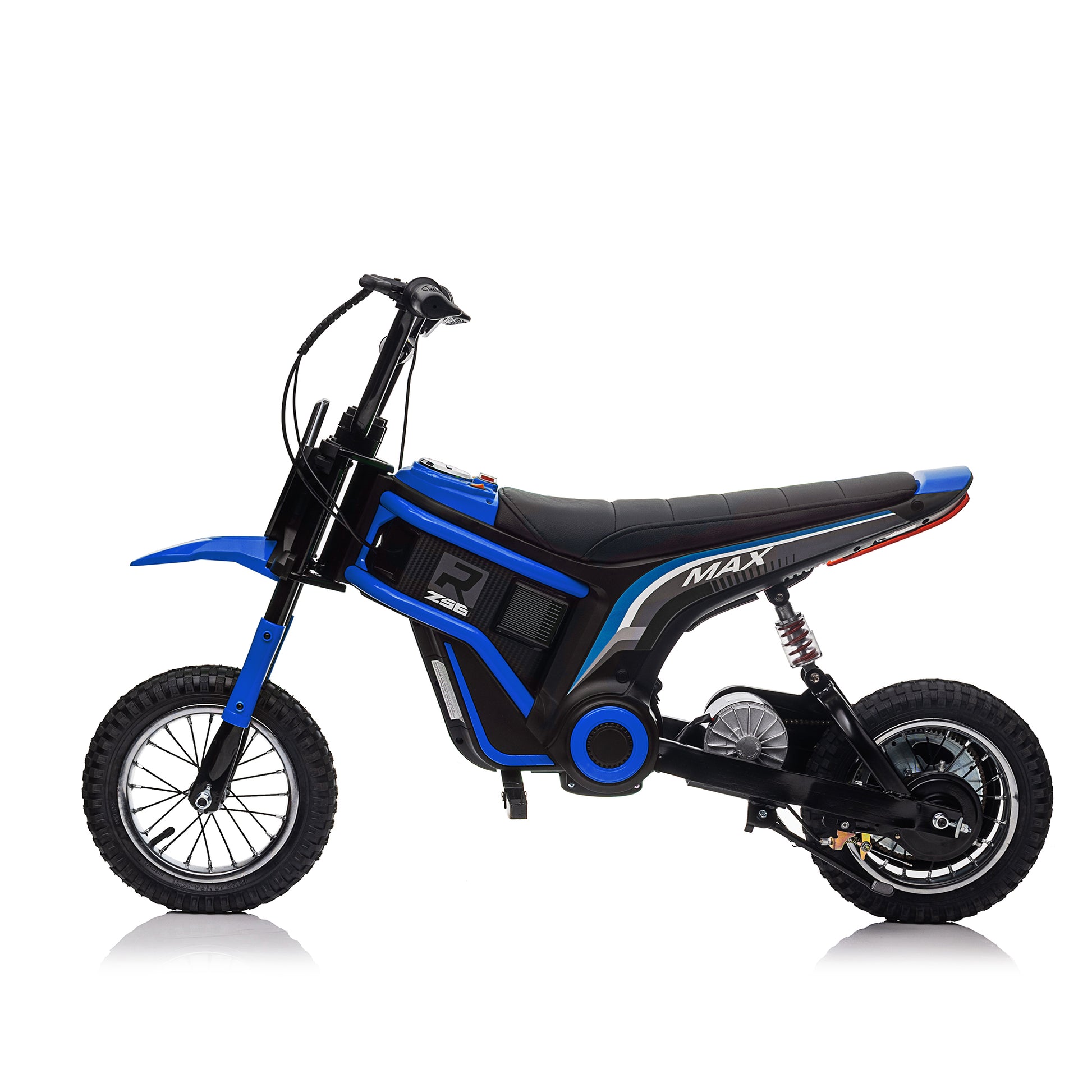 24V14Ah Kids Ride On 24V Electric Toy Motocross Motorcycle Dirt Bike Xxl Large,Speeds Up To 14.29Mph,Dual Suspension, Hand Operated Dual Brakes, Twist Grip Throttle, Authentic Motocross Bike Geometry Blue Polypropylene