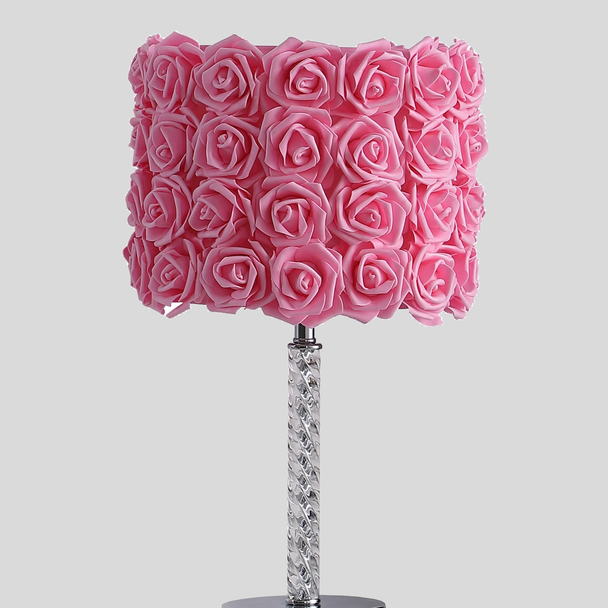 18.25" Pink Roses In Bloom Acrylic Metal Table Lamp Multicolor Metal