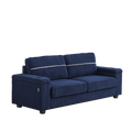 86.5 Inch Sofa Couch Deep Seat Sofa With Two Storage Spaces, T Pyce Charging Portsusb Charging Ports & 2 Cup ,Corduroy 3 Seater Couch, Modern Sofas For Living Room Blue Foam Corduroy 3 Seat