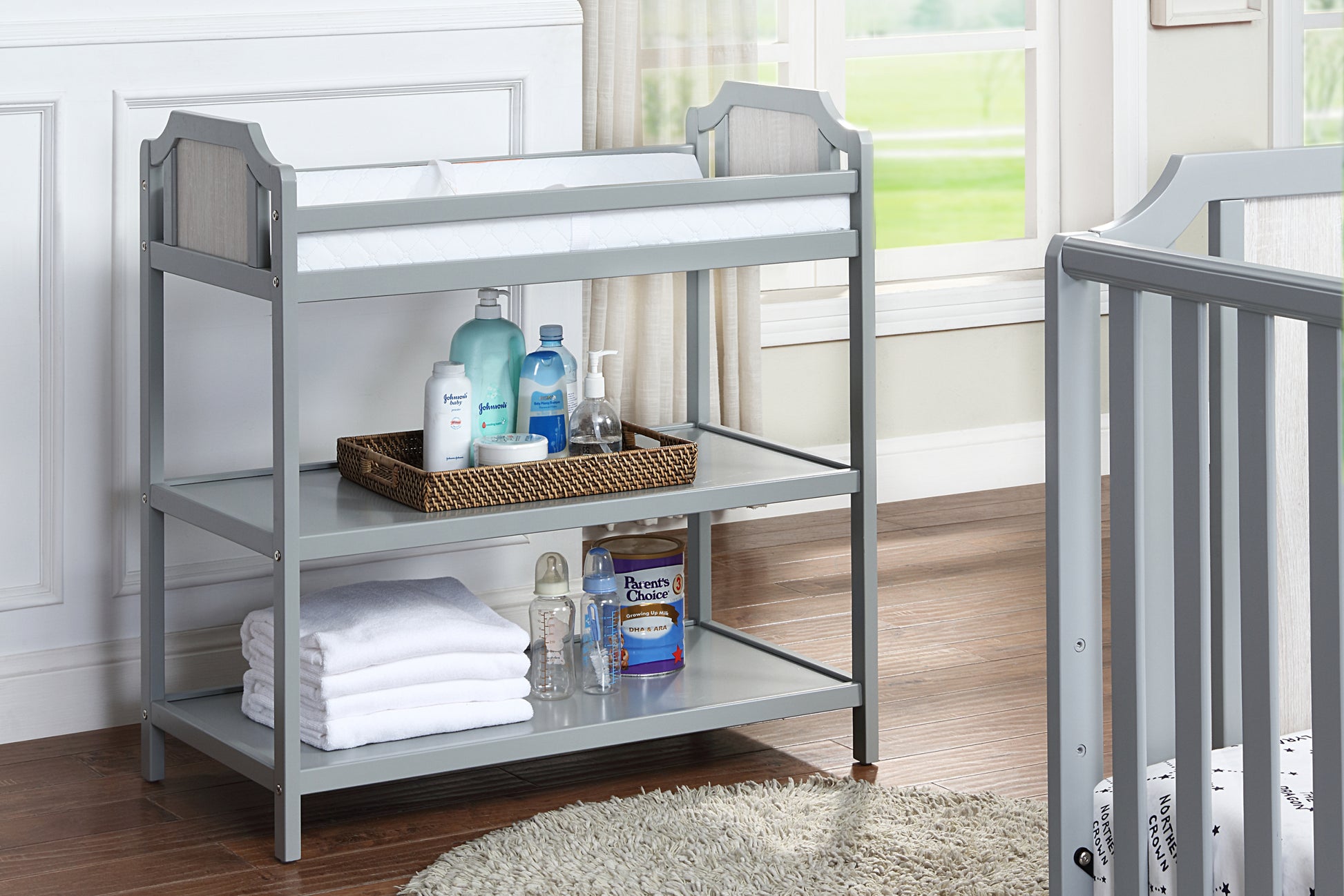 Brees Changing Table Gray Graystone Grey Wood