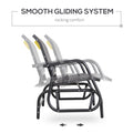 Outsunny 2 Person Outdoor Glider Bench, Patio Double Swing Rocking Chair Loveseat W Powder Coated Steel Frame For Backyard Garden Porch, Gray Grey Steel