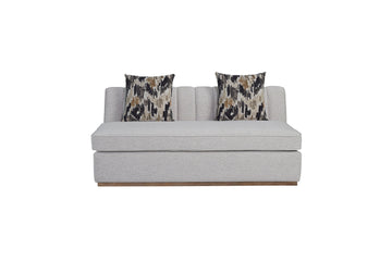 Channel Armless Loveseat Off White Upholstered